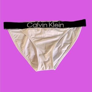 NWT Calvin Klein White bikini bottom with Black Waistband Size large